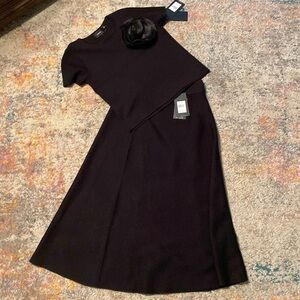 Classic Cyrus Sweater & Skirt Set Black w/ Flower Accent S